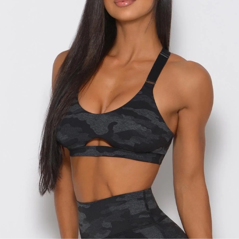 Bombshell Sportswear Black Camo Sports Bra